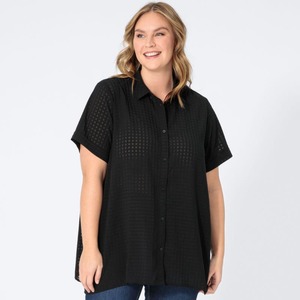 Damen-Bluse mit Glanz-Muster, große Größen, Black