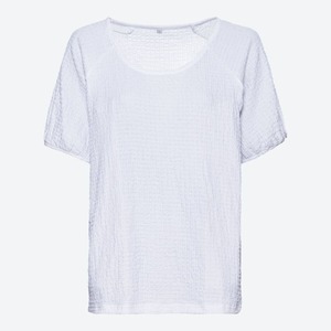 Damen-T-Shirt mit Crinkle-Struktur, White