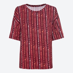 Damen-T-Shirt mit Strick-Optik, Dark-red