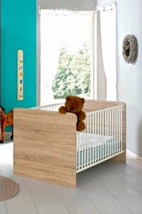 BMG Möbel Babyzimmer-Komplettset Maxim, (Set, 4-St., Bett + Wickelkommode + 4-trg. Schrank + Standregal), Bett + Wickelkommode + 4-trg. Schrank + Standregal, Beige|weiß