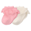 Bild 1 von 2 Paar Newborn Socken mit Rüschen WEISS / ROSA
