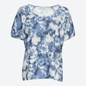 Damen-T-Shirt in Crinkle-Qualität, Dark-blue