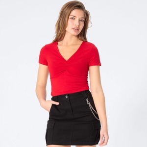 Damen-T-Shirt mit Raffung, Red