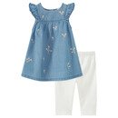 Bild 1 von Newborn Kleid und Leggings mit Blumen-Muster BLAU / WEISS