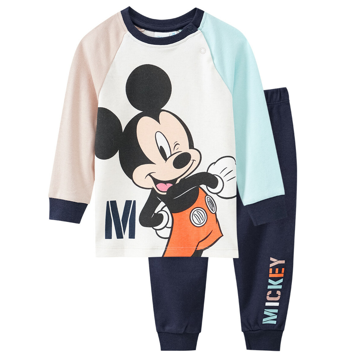 Bild 1 von Micky Maus Schlafanzug mit Raglanärmeln CREME / HELLTÜRKIS / DUNKELBLAU