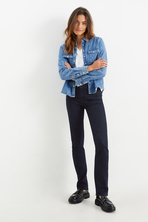 Bild 1 von C&A Premium Denim by C&A-Straight Jeans-Mid Waist-LYCRA®, Blau, Größe: 34