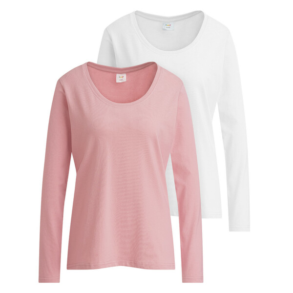 Bild 1 von 2 Damen Langarmshirts im Basic-Style ROSA / WEISS