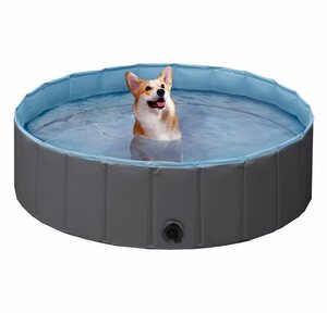 Yaheetech Planschbecken, Hundepool Schwimmbad Hundeplanschbecken 100 cm/120 cm/140 cm/160 cm Hundebad Doggy Pool Haustierpool Katzenpool Wasserbad PVC-rutschfest mit Ablassventil