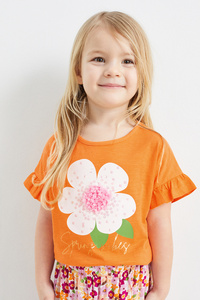 C&A Blume-Kurzarmshirt, Orange, Größe: 92