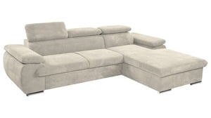 Ecksofa Schlaffunktion Cordbezug creme 284 x 196 cm - CINDY