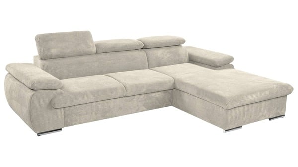 Bild 1 von Ecksofa Schlaffunktion Cordbezug creme 284 x 196 cm - CINDY