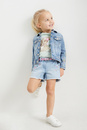 Bild 1 von C&A Blume-Jeans-Shorts mit Gürtel, Blau, Größe: 92