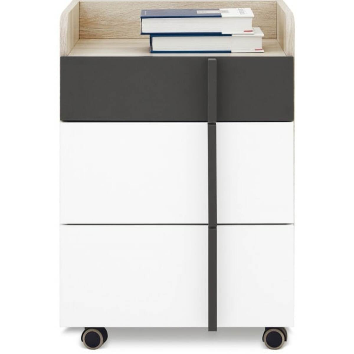 Bild 1 von Rollcontainer Remo Wilton-Eiche Nachbildung Weiß Graphit