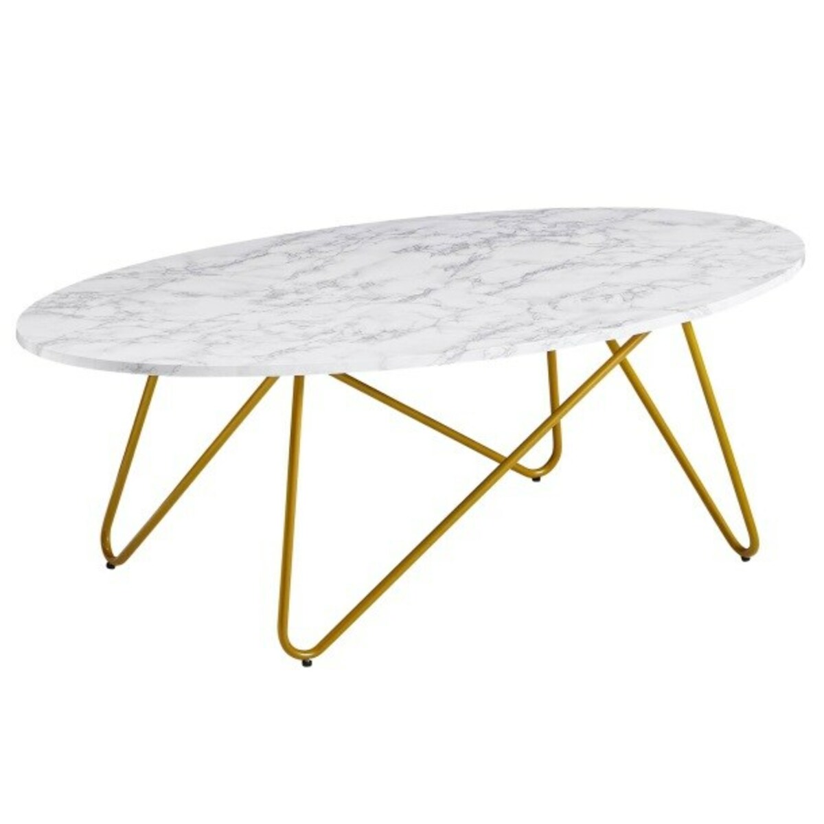 Bild 1 von Couchtisch 120 x 60 cm Goldfarbig/Marmor Optik Weiß