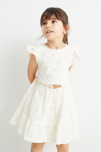 C&A Kleid mit Gürtel, Weiß, Größe: 92