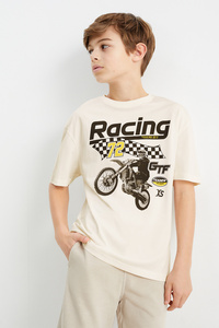 C&A Motocross-Kurzarmshirt, Weiß, Größe: 128