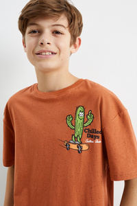 C&A Kaktus-Kurzarmshirt, Braun, Größe: 128