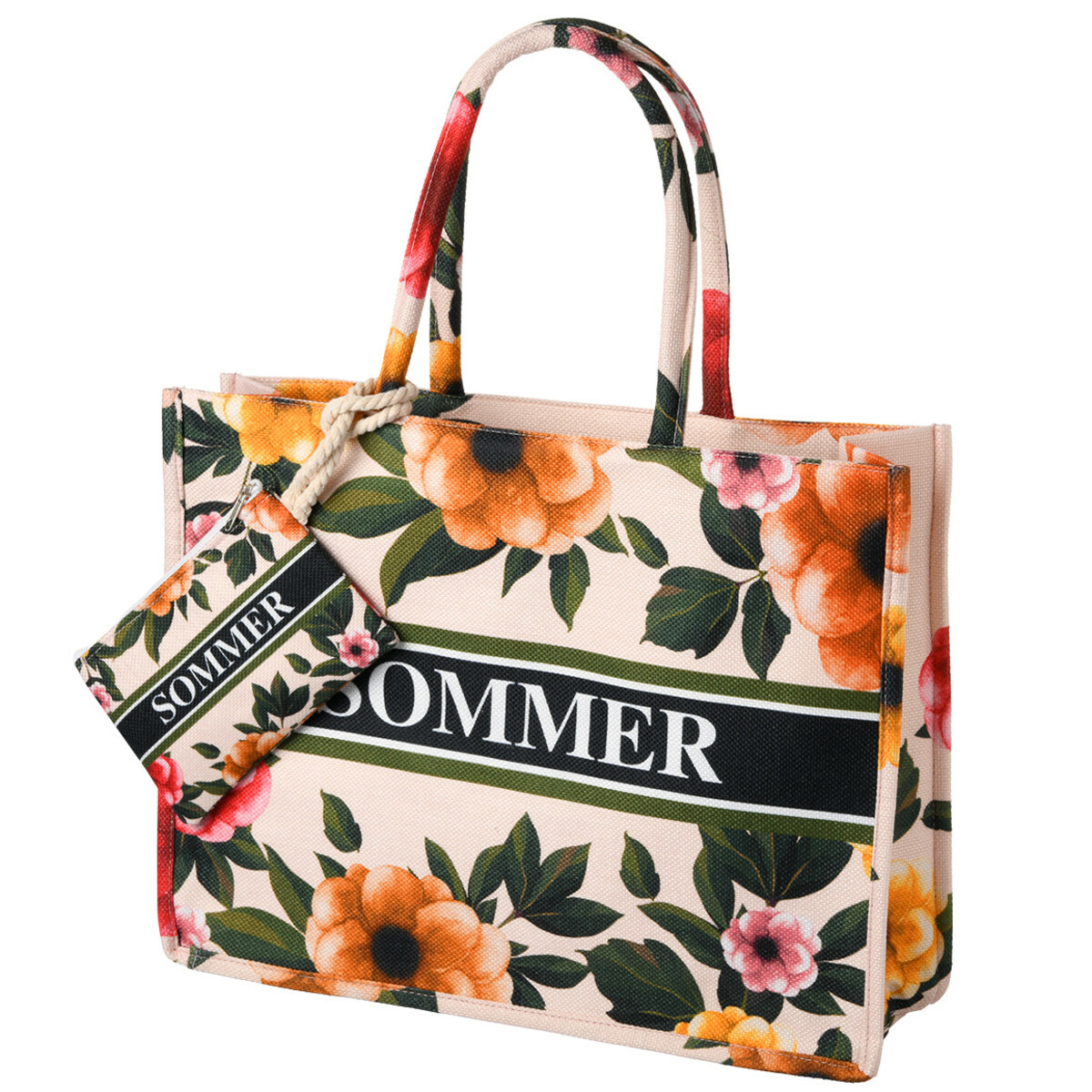 Bild 1 von Damen Strandtasche mit kleiner extra Tasche APRICOT / GRÜN / ORANGE