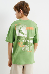 C&A Skater-Kurzarmshirt, Grün, Größe: 128