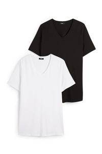 C&A Multipack 2er-T-Shirt-Stretch-LYCRA®, Schwarz, Größe: XL