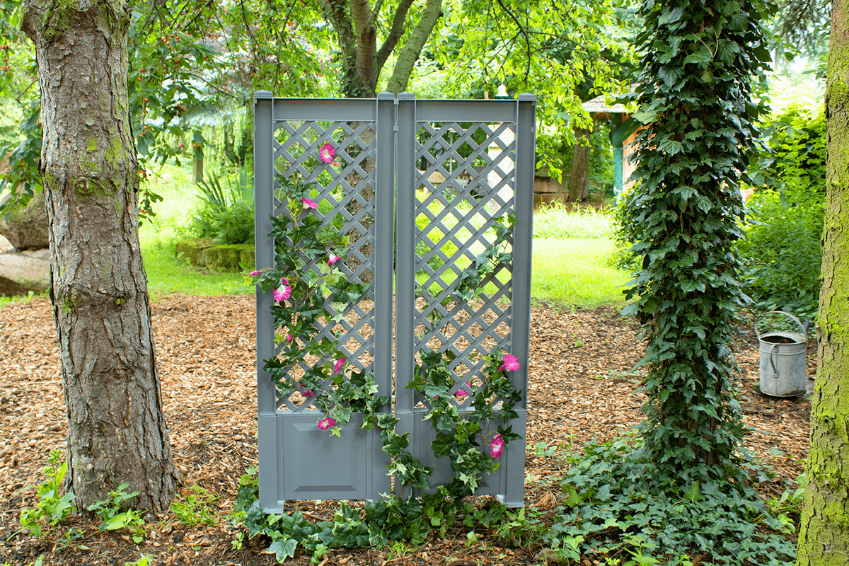 Bild 1 von KHW Spalier 43 cm mit zwei Erdspießen, 2er Set, grau