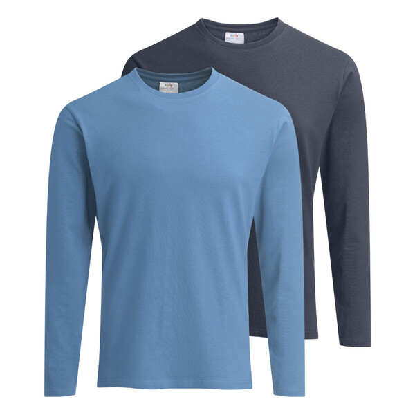 Bild 1 von 2 Herren Langarmshirts im Basic-Look BLAU / DUNKELBLAU