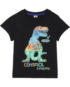 T-Shirt Neon-Print, Kiki & Koko, Dinosaurier, schwarz