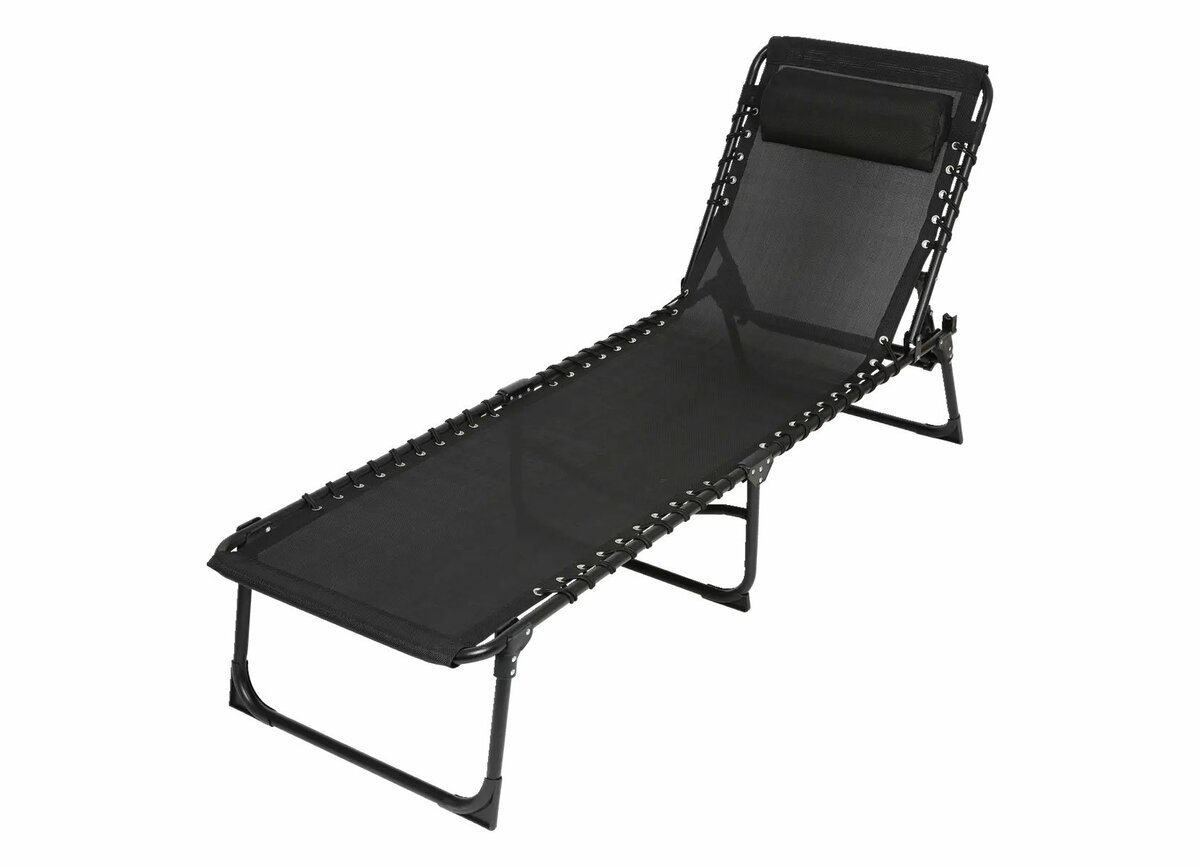 Bild 1 von Sonnenliege mit Kopfpolster 190x55x31cm Schwarz