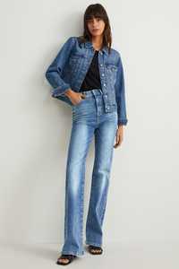 C&A Flared Jeans-High Waist-Shaping Jeans-Flex-LYCRA®, Blau, Größe: 40