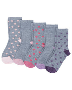 Mehrfachpack Socken, 5er-Pack, Kiki & Koko, verschiedene Designs, grau/lila
