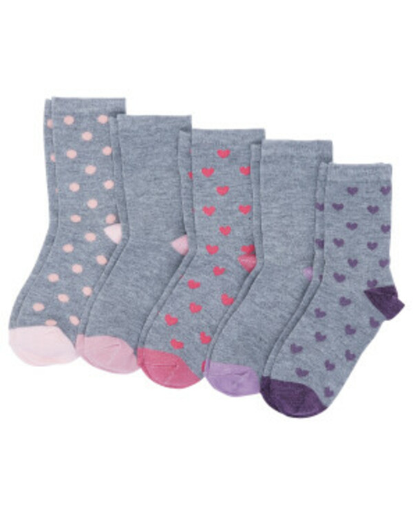 Bild 1 von Mehrfachpack Socken, 5er-Pack, Kiki & Koko, verschiedene Designs, grau/lila