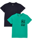 Bild 1 von T-Shirts Rundhals, 2er-Pack, Y.F.K., dunkelblau/grün