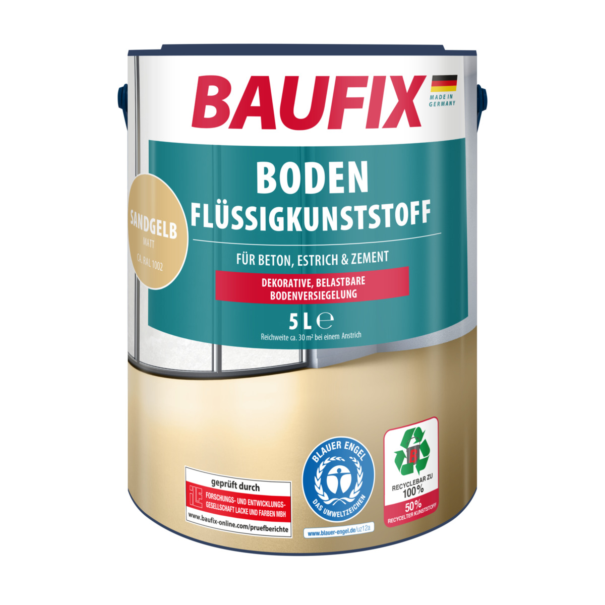 Bild 1 von BAUFIX Boden-Flüssigkunststoff 5 l, sandgelb - 2er Set