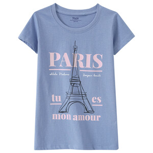 Mädchen T-Shirt mit Eiffelturm-Motiv BLAU