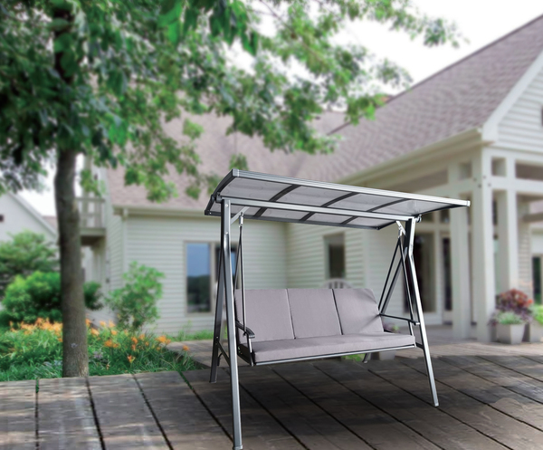 Bild 2 von HC Garten & Freizeit 3-Sitzer Gartenschaukel Hollywoodschaukel mit Dach grau