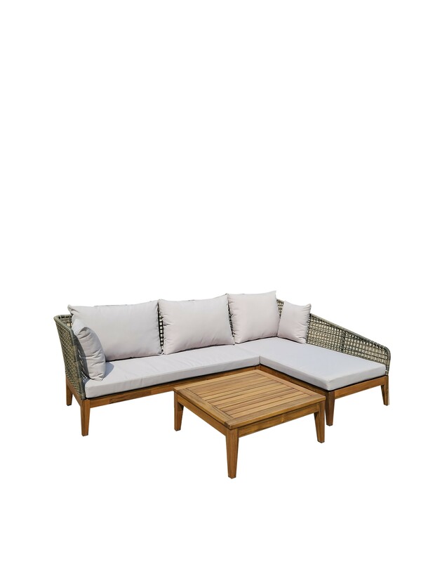 Bild 2 von HC Garten & Freizeit Ecklounge 3-tlg. Akazie Hellgrau