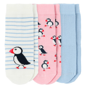 3 Paar Baby Socken in verschiedenen Dessins ROSA / HELLBLAU / WEISS