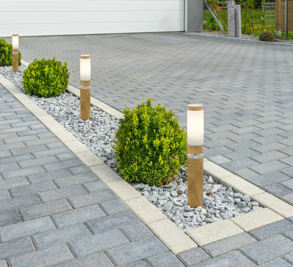 Bild 2 von Globo Lighting - JAICY - Außenleuchte Edelstahl holzoptik, 1x E27 LED