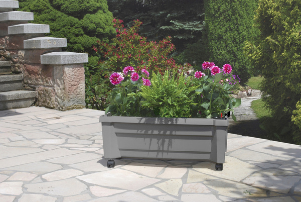 Bild 2 von KHW Calypso Pflanzkasten, grau, auf Rollen mit Bewässerungssystem, modulares Spalier