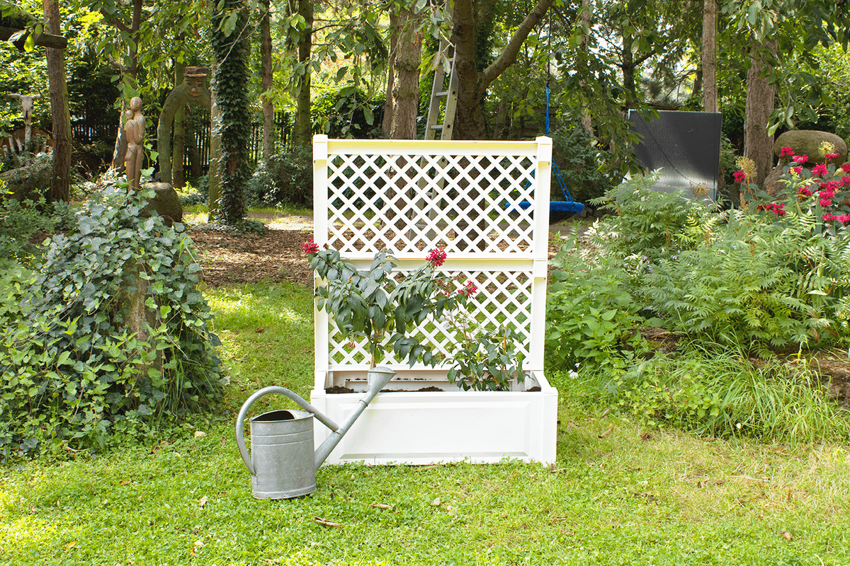 Bild 1 von KHW Pflanzkasten groß mit Spalier (2-teilig) 100 cm weiß