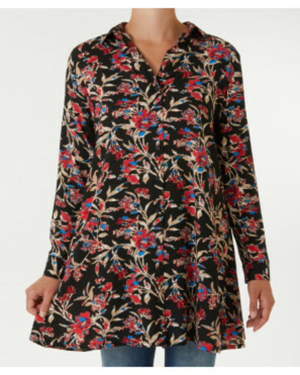 Bild 1 von Longbluse, Janina, weite Passform, schwarz gemustert