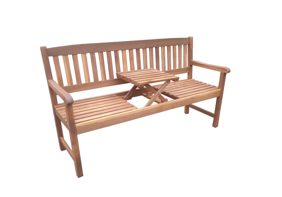 Bild 2 von HC Garten & Freizeit Gartenbank mit hochklappbarem Tisch aus Akazienholz