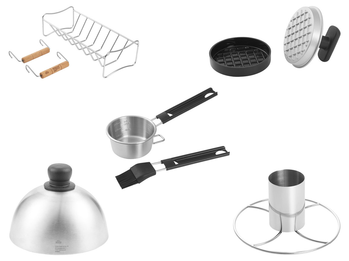 Bild 1 von GRILLMEISTER Hähnchengriller / Spareribshalter / Burgerformer / Marinadenset / Burgerglocke