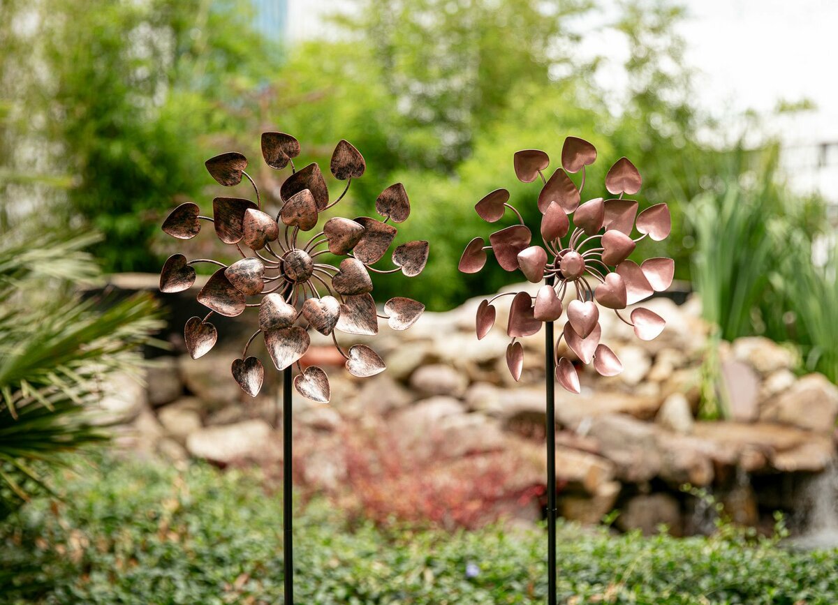 Bild 1 von Windmühle Herzen aus Metall 30x76-106x15cm Rosé