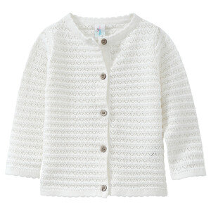 Baby Strickjacke mit Ajour-Muster CREMEWEISS