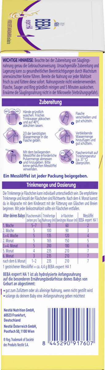 Bild 4 von BEBA Expert HA1 Säuglingsanfangsnahrung von Geburt an