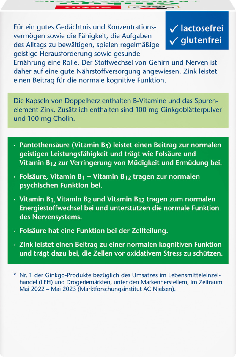 Bild 4 von Doppelherz Ginkgo + B-Vitamine + Cholin Kapseln