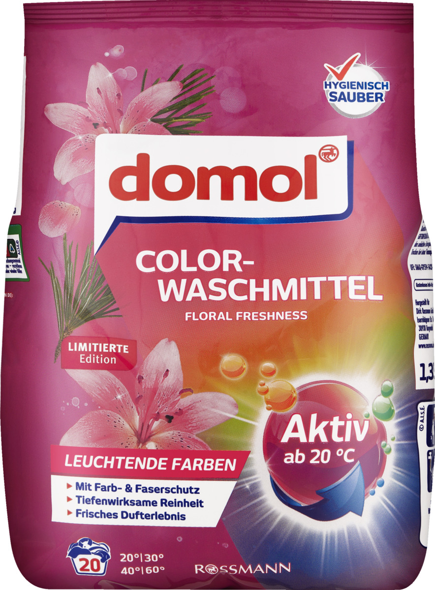 Bild 1 von domol Colorwaschmittel Pulver Floral Freshness 20 WL