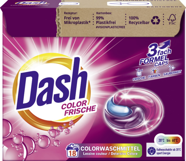 Bild 1 von Dash Colorwaschmittel Caps 3in1 Color Frische 18 WL