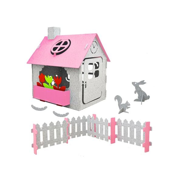 Bild 1 von Kinder Spielhaus aus Recycling Filz 110x100x124 Indoor Outdoor Haus mit Zubehör